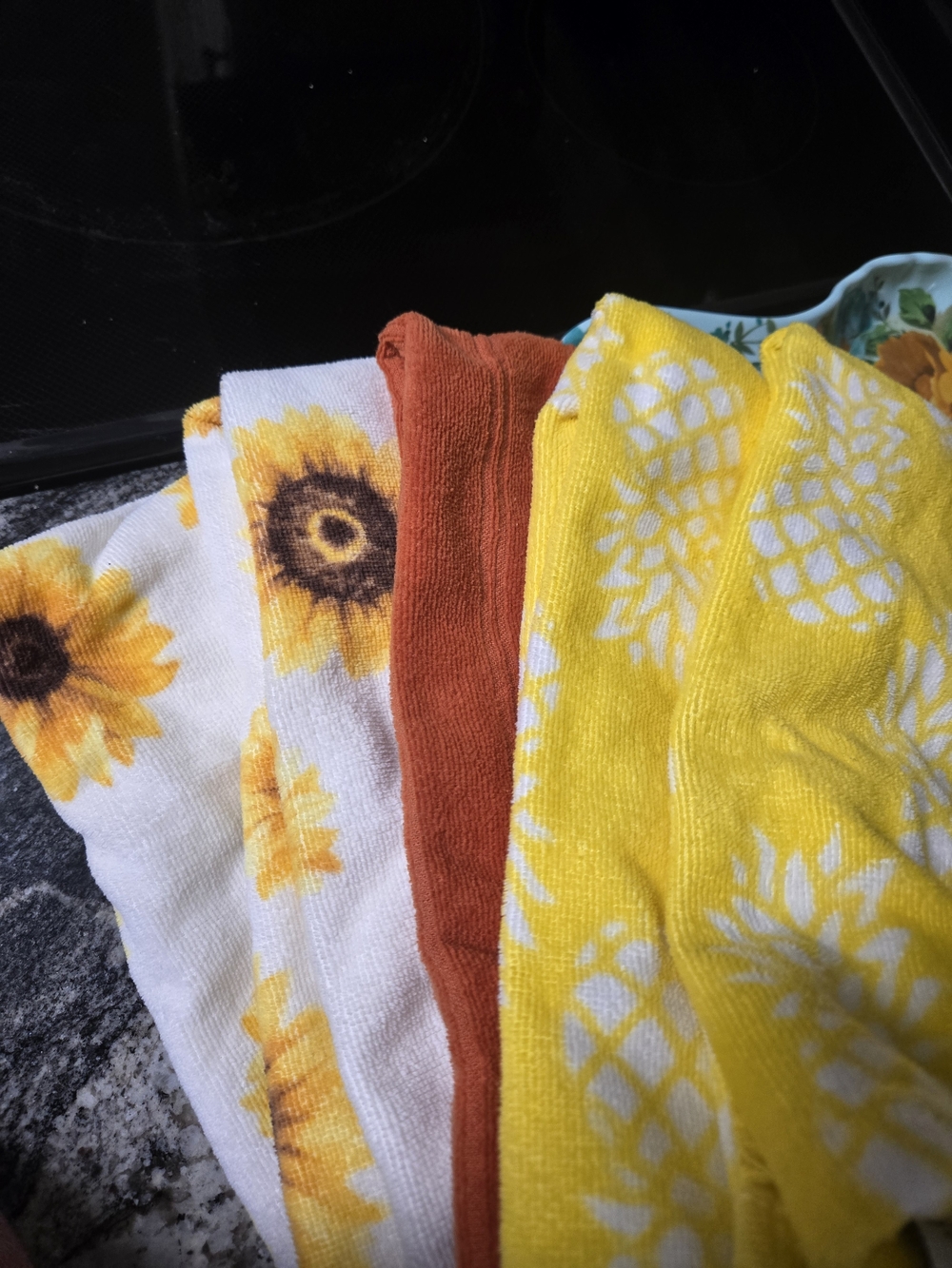 Sunflower & Pineapple Kitchen Towel Set - Yellow & Rust